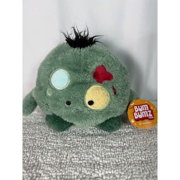 BumBumz SpookyBumz Zombie Plush by Russ Halloween Green Round Stuffed Animal - Picture 1 of 14
